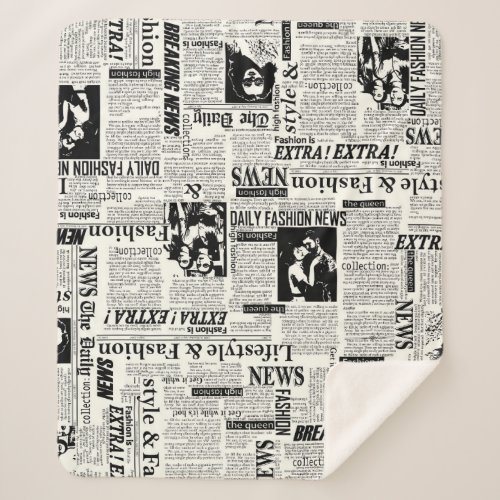 Illustrations of newspapers front page art work wa sherpa blanket