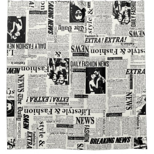 Illustrations of newspapers front page art work wa shower curtain