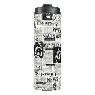 Illustrations of newspapers front page art work wa thermal tumbler