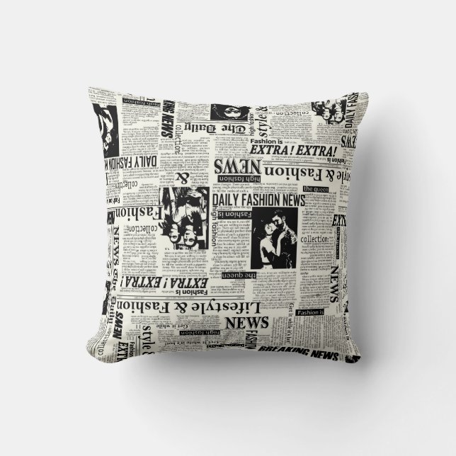 Illustrations of newspapers front page art work wa throw pillow (Front)