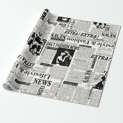Illustrations of newspapers front page art work wa wrapping paper