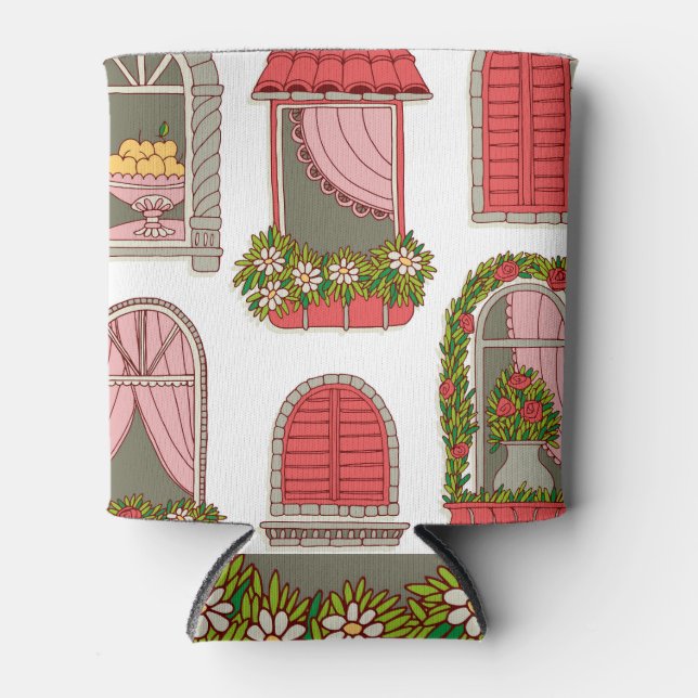 Illustrations with Vintage Windows: Artistic. Can Cooler (Front)
