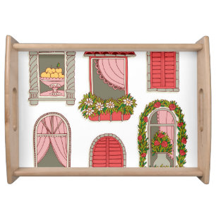 Illustrations with Vintage Windows: Artistic. Serving Tray