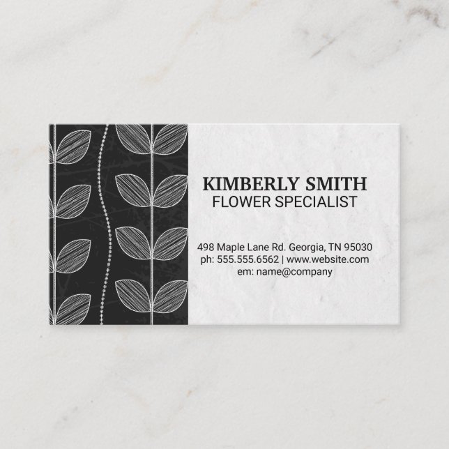Illustrative Chalk Flowers Business Card (Front)