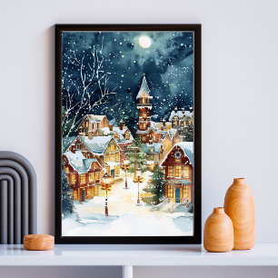 Illustrative Christmas  city in the snow Acrylic Print