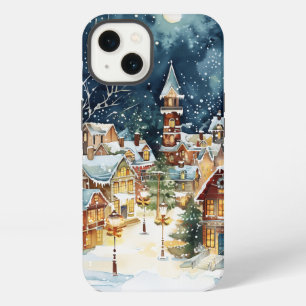 Illustrative Christmas city in the snow iPhone 13 Case