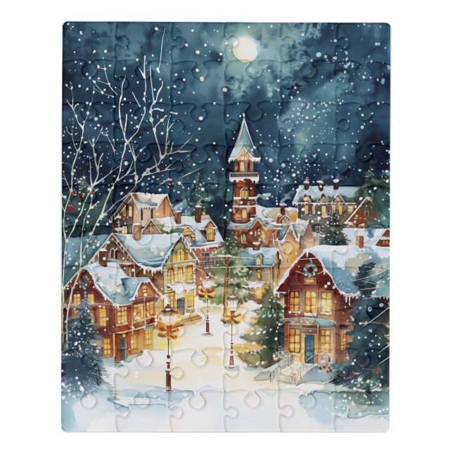 Illustrative Christmas  city in the snow Jigsaw Puzzle (Puzzle Vertical)