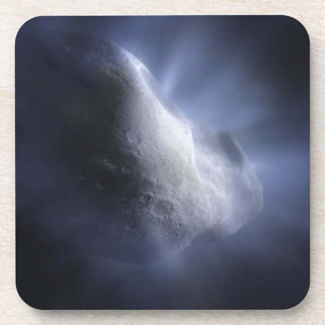 Illustrative Close-Up The Comet Tempel. Beverage Coaster (Front)