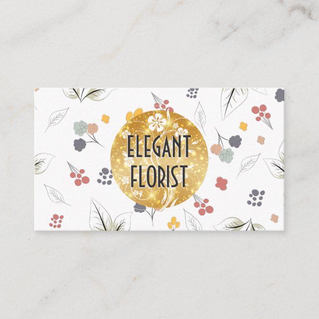 Illustrative Flowers Floral Elements Business Card (Front)