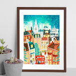 Illustrative London city in the snow Christmas Poster<br><div class="desc">Illustrative London city in the snow Christmas</div>