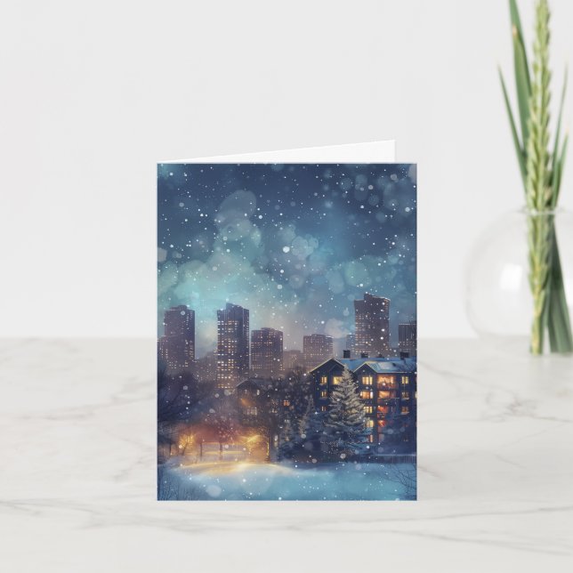Illustrative New York city in the Christmas night  Card (Front)