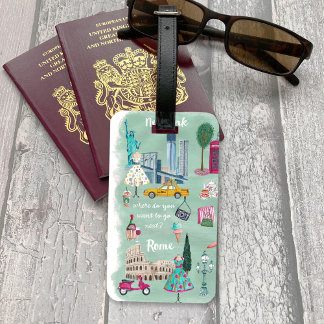 Illustrative travel city map | Luggage Tag