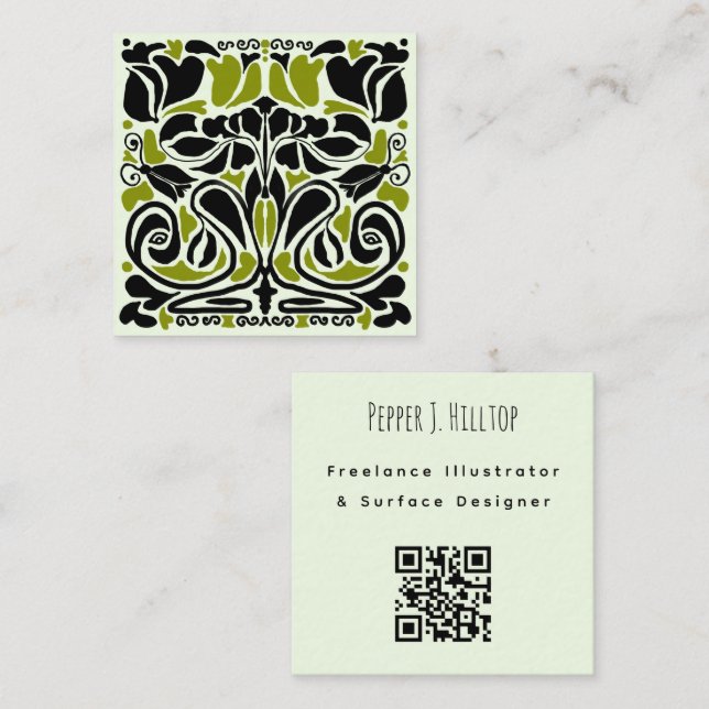 Illustrator Surface Designer QR code Square Business Card (Front/Back)