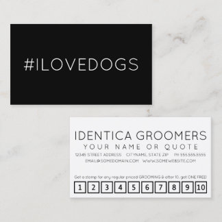 #ILOVEDOGS hashtag loyalty punch card