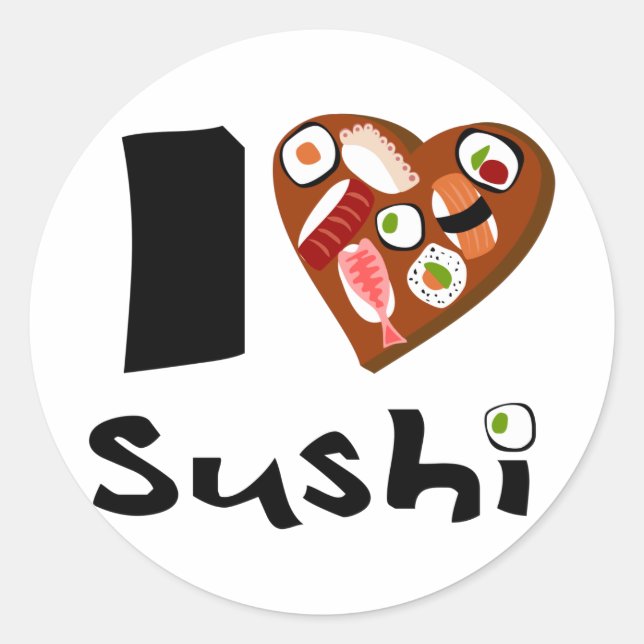 ilovesushipegatine classic round sticker (Front)