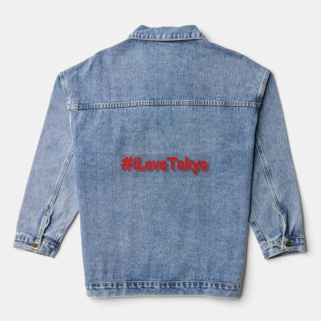 "#iLoveTokyo" Cute Design. Buy Now Denim Jacket (Back)