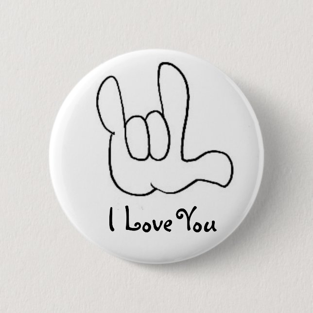 Iloveu1, I Love You - American Sign Language Pinback Button (Front)