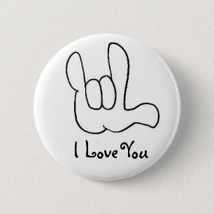 Iloveu1, I Love You - American Sign Language Pinback Button