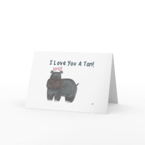ILU Hippo I Love You Card