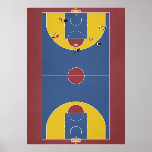 Ilustrated Basketball Court from above Poster