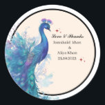 ilustreated Peacock Thankyou favor Classic Sticker<br><div class="desc">ilustreated Peacock Thankyou favor Classic Sticker 
You can edit details in it .best for your best moments . You can check my Vintage peacock wedding collection for more.</div>