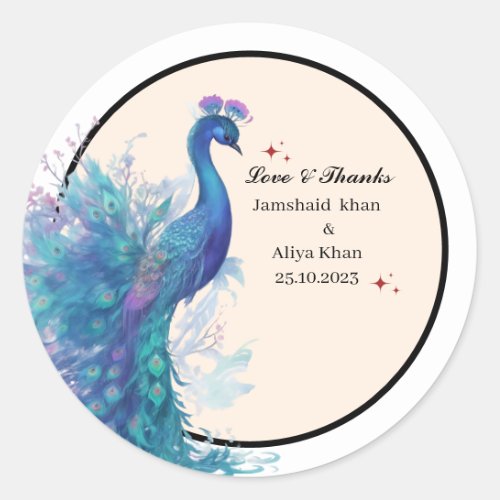 ilustreated Peacock Thankyou favor Classic Sticker