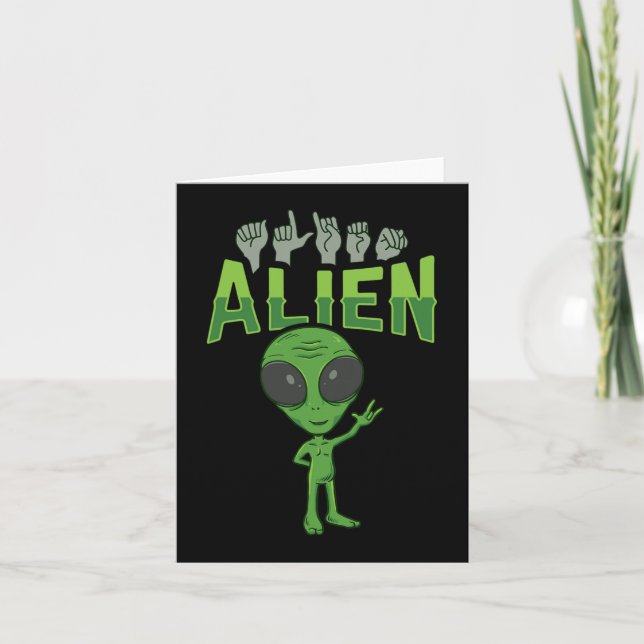 ILY Alien ASL Hand Gesture Deaf Hearing Loss Aware Card (Front)