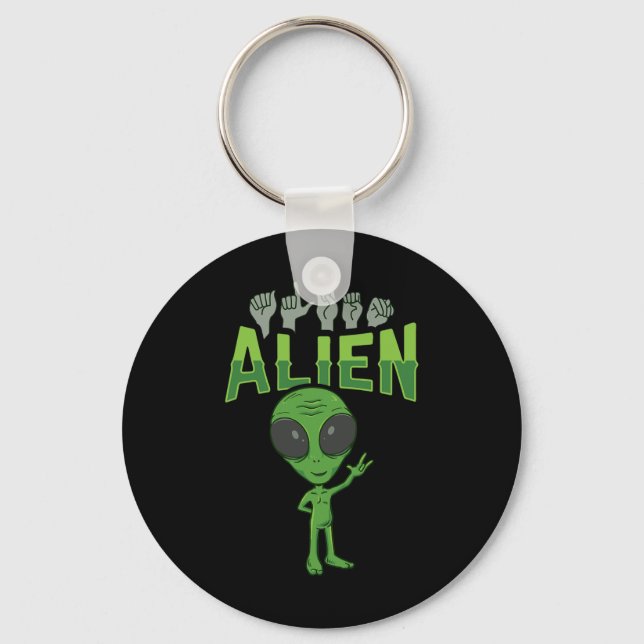 Ily Alien Asl Hand Gesture Deaf Hearing Loss Aware Keychain (Front)