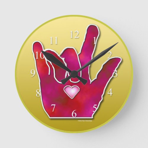 ILY ASL LOVE SIGN ROUND CLOCK