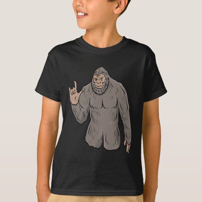 ILY BIG Foot ASL Hand Gesture Deaf Hearing Loss Aw T-Shirt (Front)