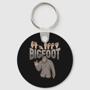 ILY Bigfoot ASL Hand Gesture Deaf Hearing Loss Awa Keychain