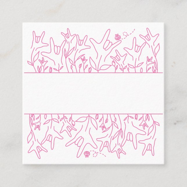 ILY Bloom - Custom Name ASL Design Square Business Card (Front)