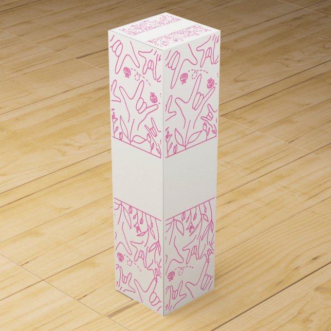 ILY Bloom - Custom Name ASL Design Wine Box (Back)