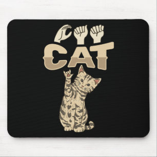 ILY Cat ASL Hand Gesture Deaf Hearing Loss Awarene Mouse Pad