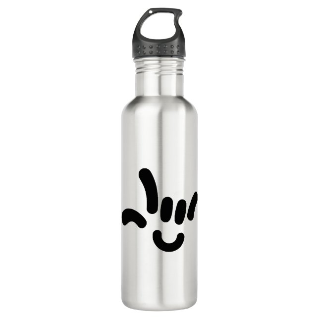 ILY (I LOVE YOU) in ASL Stainless Steel Water Bottle (Front)