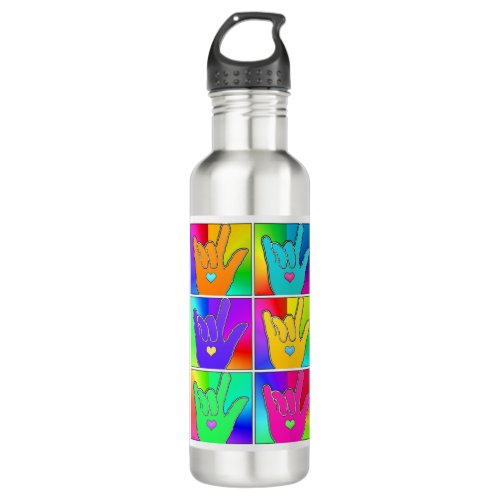 ILY I LOVE YOU Times Six Pop Art Stainless Steel Water Bottle