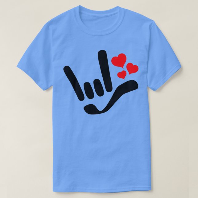 ILY I Love You With Red Heart ASL American Sign La T-Shirt (Design Front)