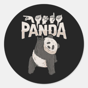 Ily Panda Asl Hand Gesture Deaf Hearing Loss Aware Classic Round Sticker