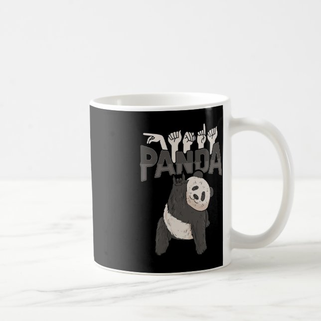 ILY Panda ASL Hand Gesture Deaf Hearing Loss Aware Coffee Mug (Right)
