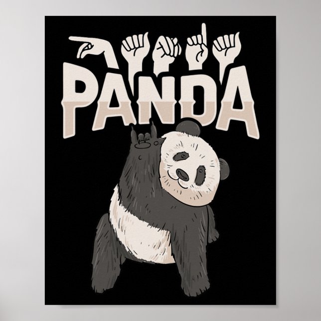 ILY Panda ASL Hand Gesture Deaf Hearing Loss Aware Poster (Front)