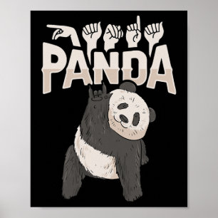 ILY Panda ASL Hand Gesture Deaf Hearing Loss Aware Poster
