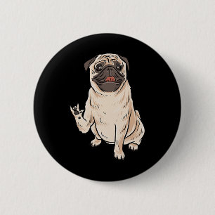 Ily Pug Dog Asl Hand Gesture Deaf Hearing Loss Awa Button