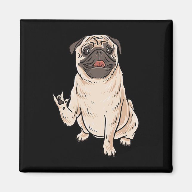 Ily Pug Dog Asl Hand Gesture Deaf Hearing Loss Awa Magnet (Front)