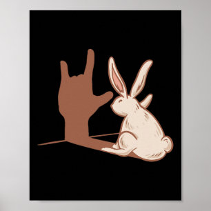 Ily Rabbit Asl Hand Gesture Deaf Hearing Loss Awar Poster
