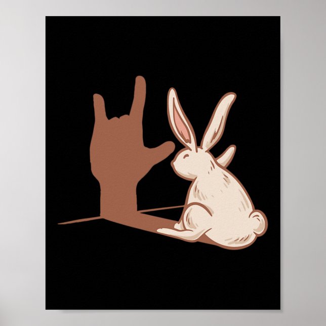 Ily Rabbit Asl Hand Gesture Deaf Hearing Loss Awar Poster (Front)