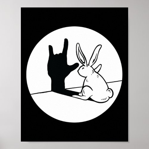 ILY Rabbit ASL Hand Gesture Deaf Hearing Loss Awar Poster