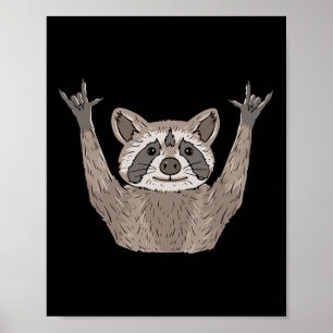 ILY Raccoon ASL Hand Gesture Deaf Hearing Loss Awa Poster