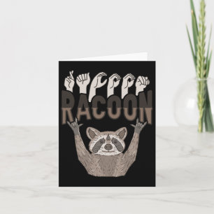 Ily Racoon Asl Hand Gesture Deaf Hearing Loss Awar Card