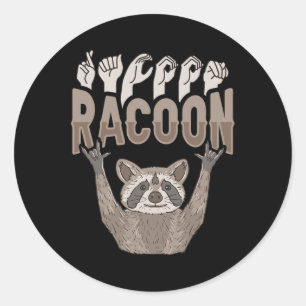 ILY Racoon ASL Hand Gesture Deaf Hearing Loss Awar Classic Round Sticker