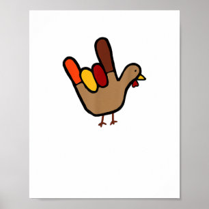 ILY Sign Language Hand Turkey Thanksgiving Holiday